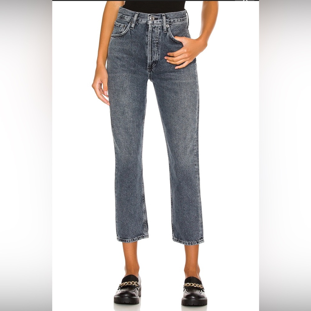 AGOLDE Riley straight crop jeans in Fade wash, non-stretch